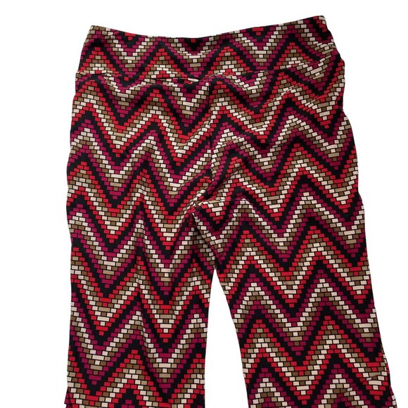Womens Bell Bolttom Leggings Juniors XL Stretch Knit  Pants Geometric u Bricks B - Picture 6 of 8